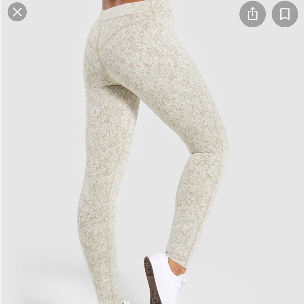 Gymshark Fleur Texture Leggings - Washed Khaki Marl, size L